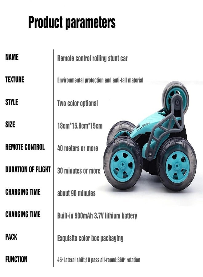 TEC TAVAKKAL Big Size Rechargeable RC Stunt Cars for Kids, 5 Wheel 2.4 GHz Remote Control Car Stunt Vehicle High Speed 360 Degree Rotation Flip Racing Car Upright Driving Toys for Boys Girls (Blue) - Image 5